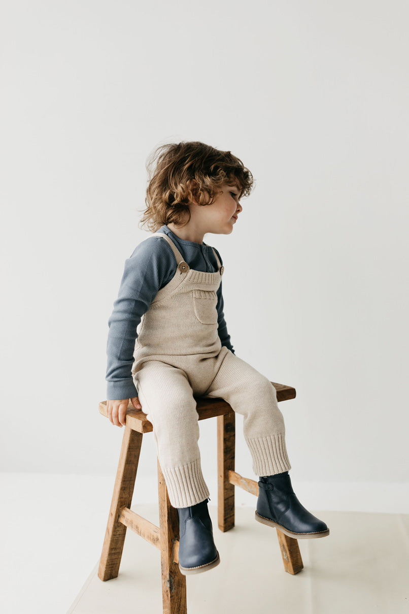 Leather Boot with Elastic Side - Navy Childrens Footwear from Jamie Kay Australia