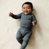 Organic Cotton Modal Long Sleeve Bodysuit  - Smoke Childrens Bodysuit from Jamie Kay Australia