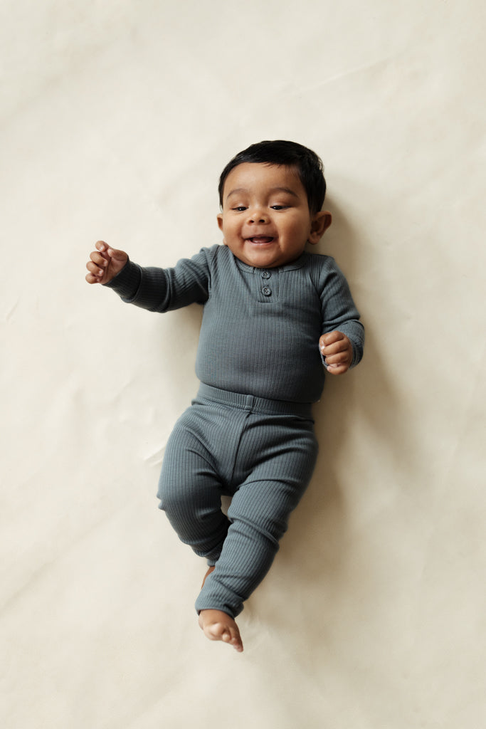 Organic Cotton Modal Long Sleeve Bodysuit  - Smoke Childrens Bodysuit from Jamie Kay Australia