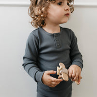 Organic Cotton Modal Long Sleeve Henley - Smoke Childrens Top from Jamie Kay Australia