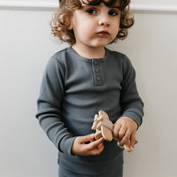 Organic Cotton Modal Long Sleeve Henley - Smoke Childrens Top from Jamie Kay Australia