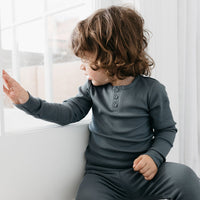 Organic Cotton Modal Long Sleeve Henley - Smoke Childrens Top from Jamie Kay Australia