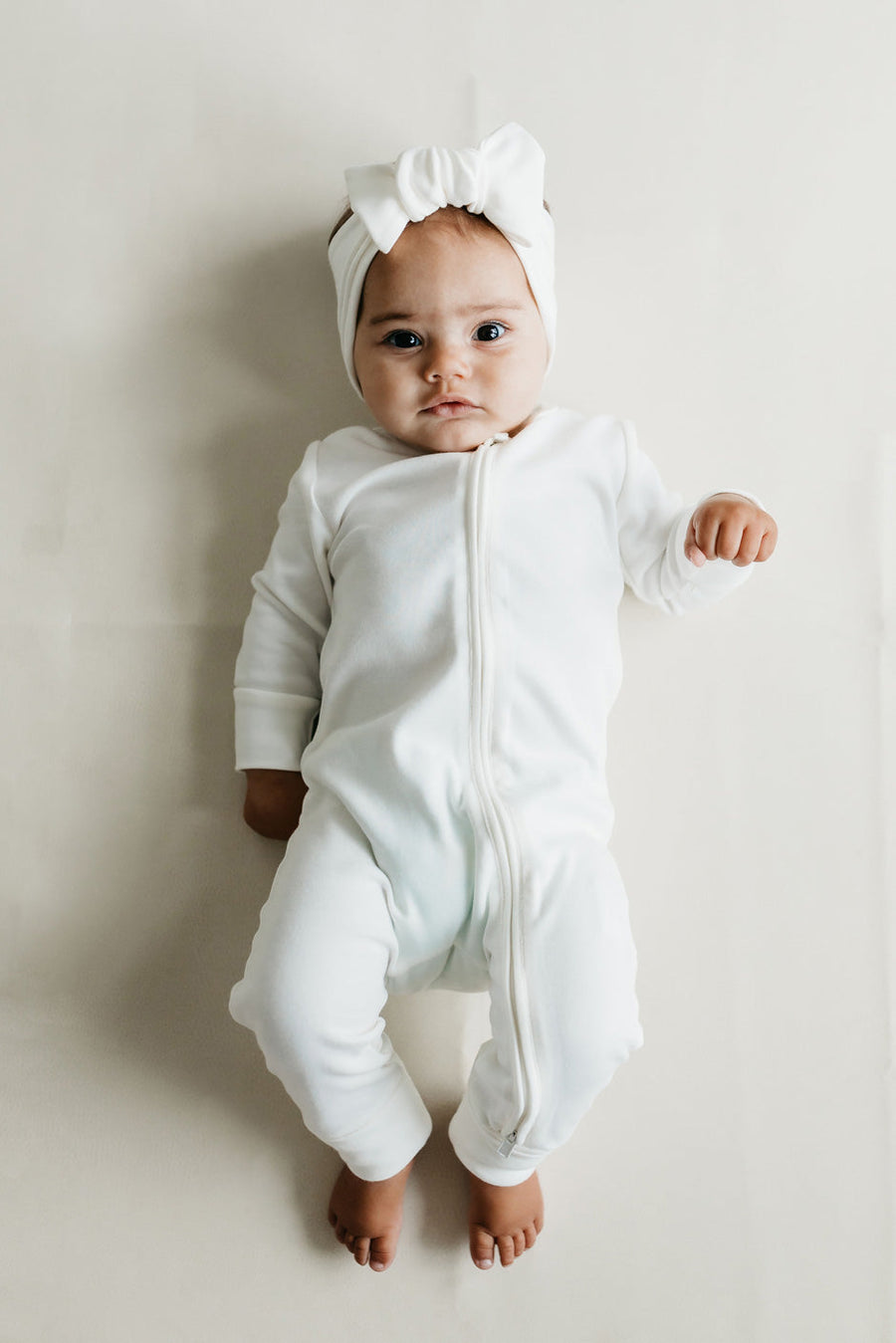 Pima Cotton Frankie Zip Onepiece - Milk Childrens Onepiece from Jamie Kay Australia