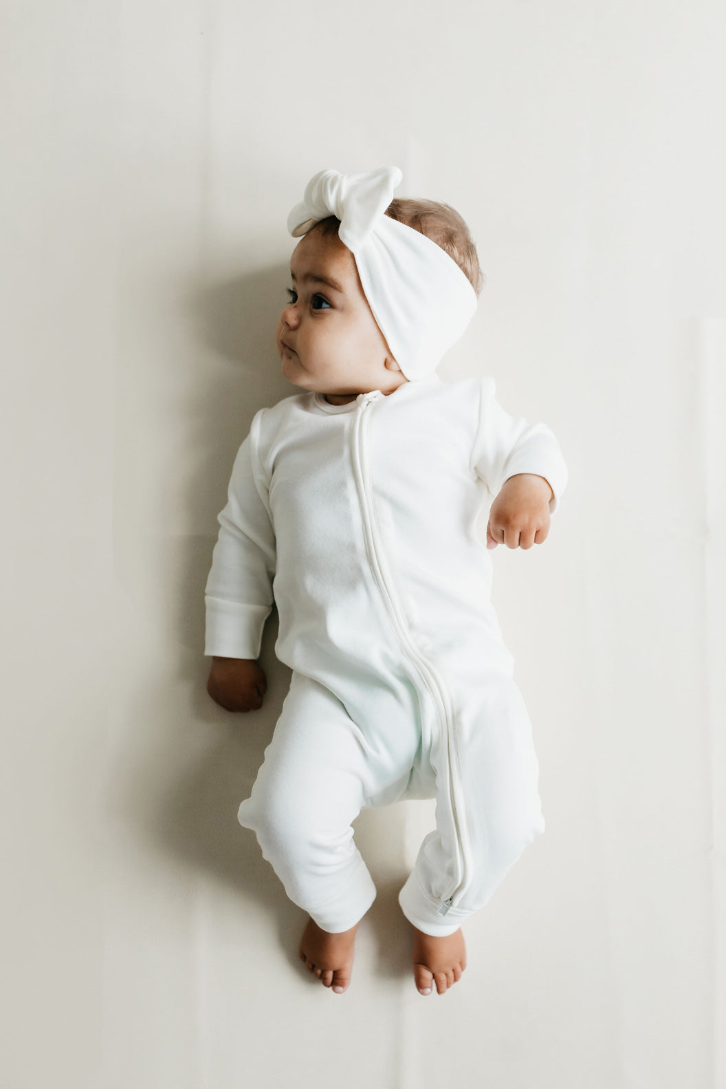 Pima Cotton Frankie Zip Onepiece - Milk Childrens Onepiece from Jamie Kay Australia