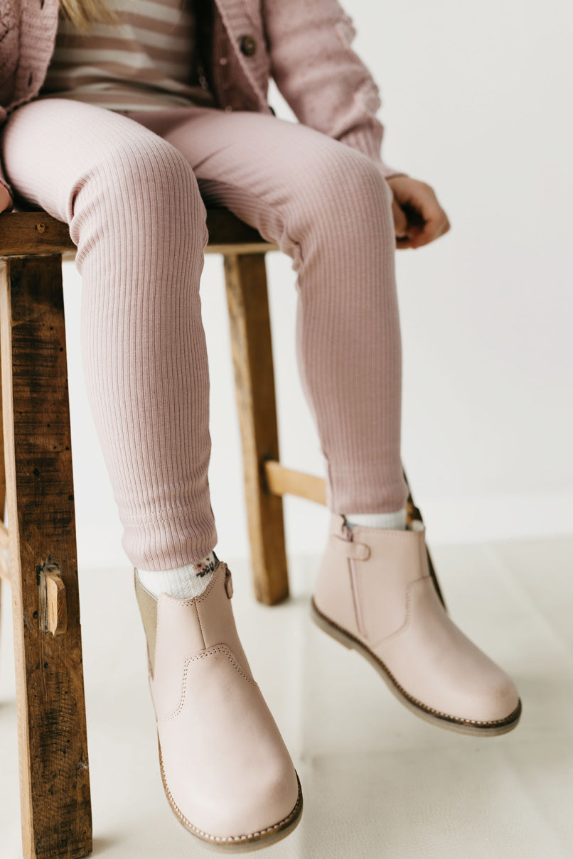 Leather Boot with Elastic Side - Blush Childrens Footwear from Jamie Kay Australia