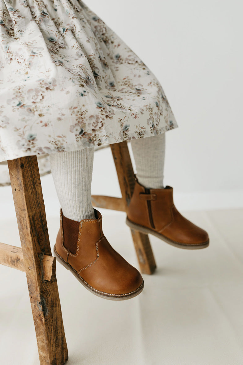 Leather Boot with Elastic Side - Tan Childrens Footwear from Jamie Kay Australia