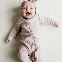 Pima Cotton Frankie Zip Onepiece - Powder Pink Childrens Onepiece from Jamie Kay Australia