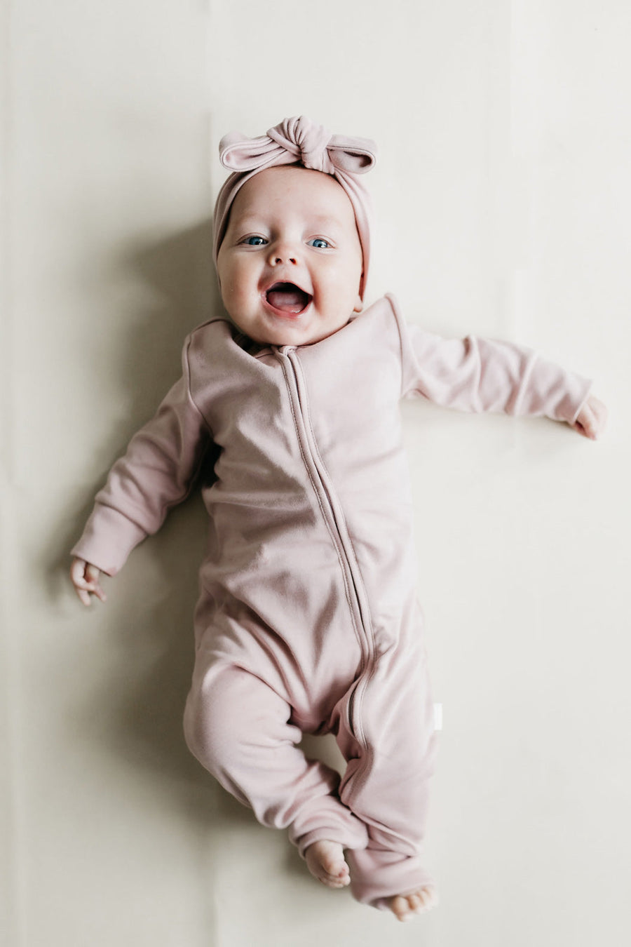 Pima Cotton Frankie Zip Onepiece - Powder Pink Childrens Onepiece from Jamie Kay Australia