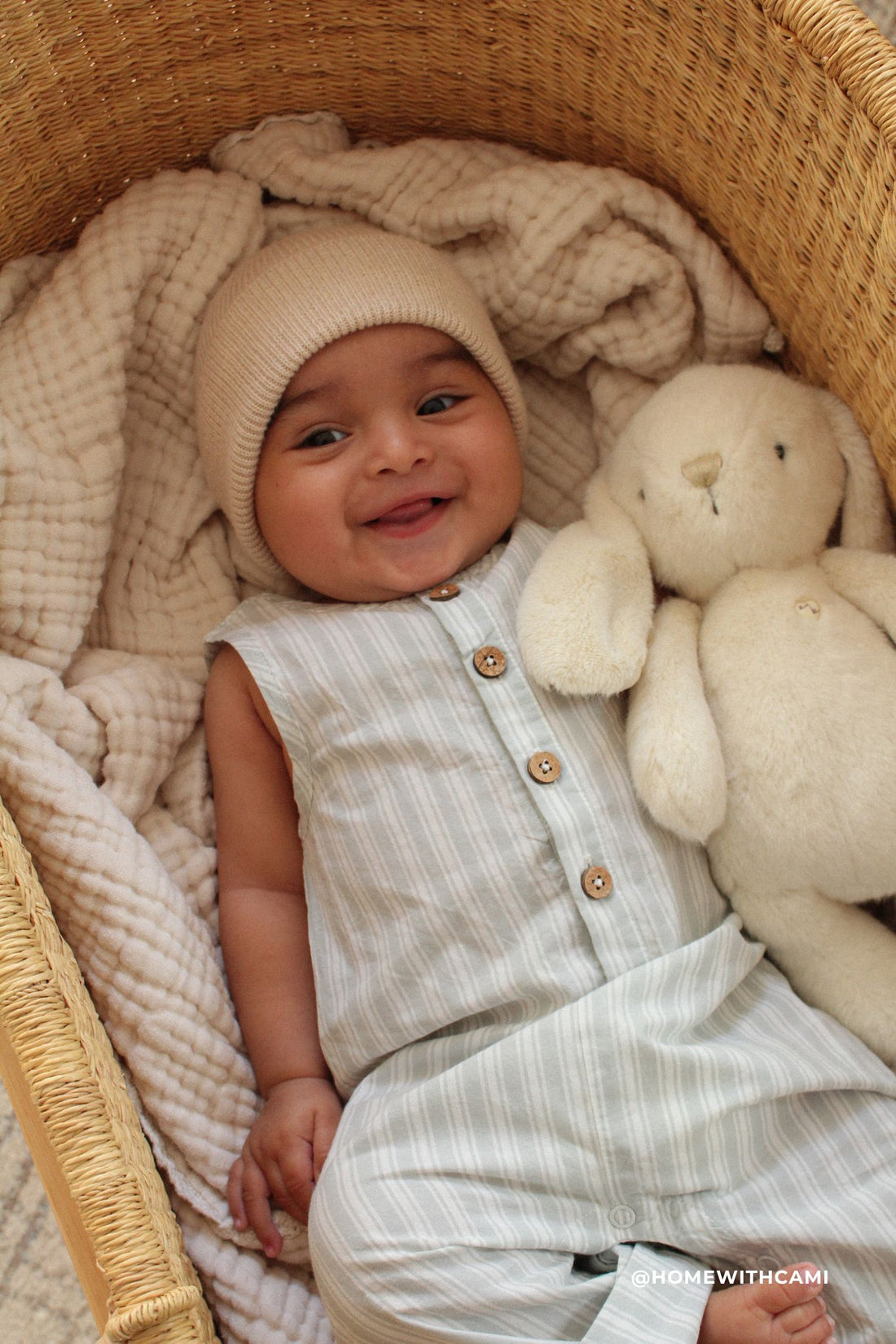 Organic Cotton Milo Jumpsuit - Variegated Stripe Shoreline Childrens Jumpsuit from Jamie Kay Australia