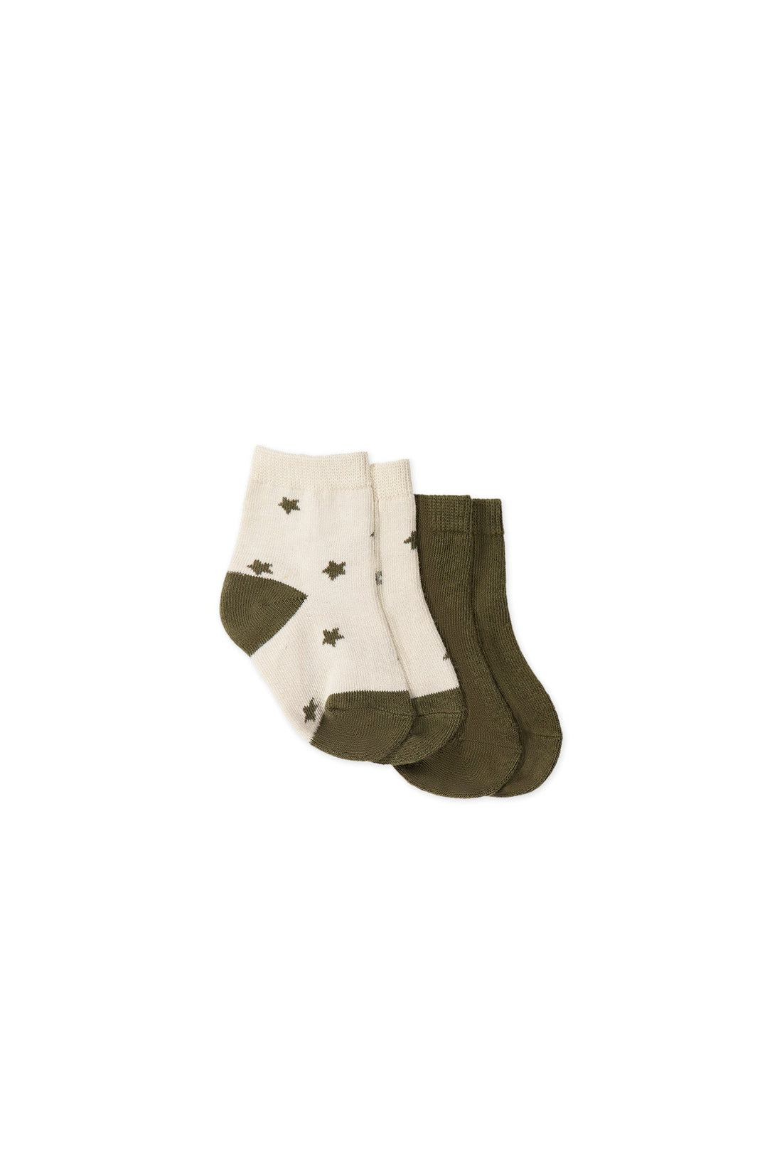 2PK Sock - Twinkle Toes Deep Olive/Deep Olive Childrens Sock from Jamie Kay Australia