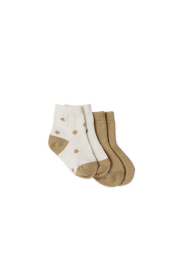 2PK Sock - Twinkle Toes Fawn/Fawn Childrens Sock from Jamie Kay Australia