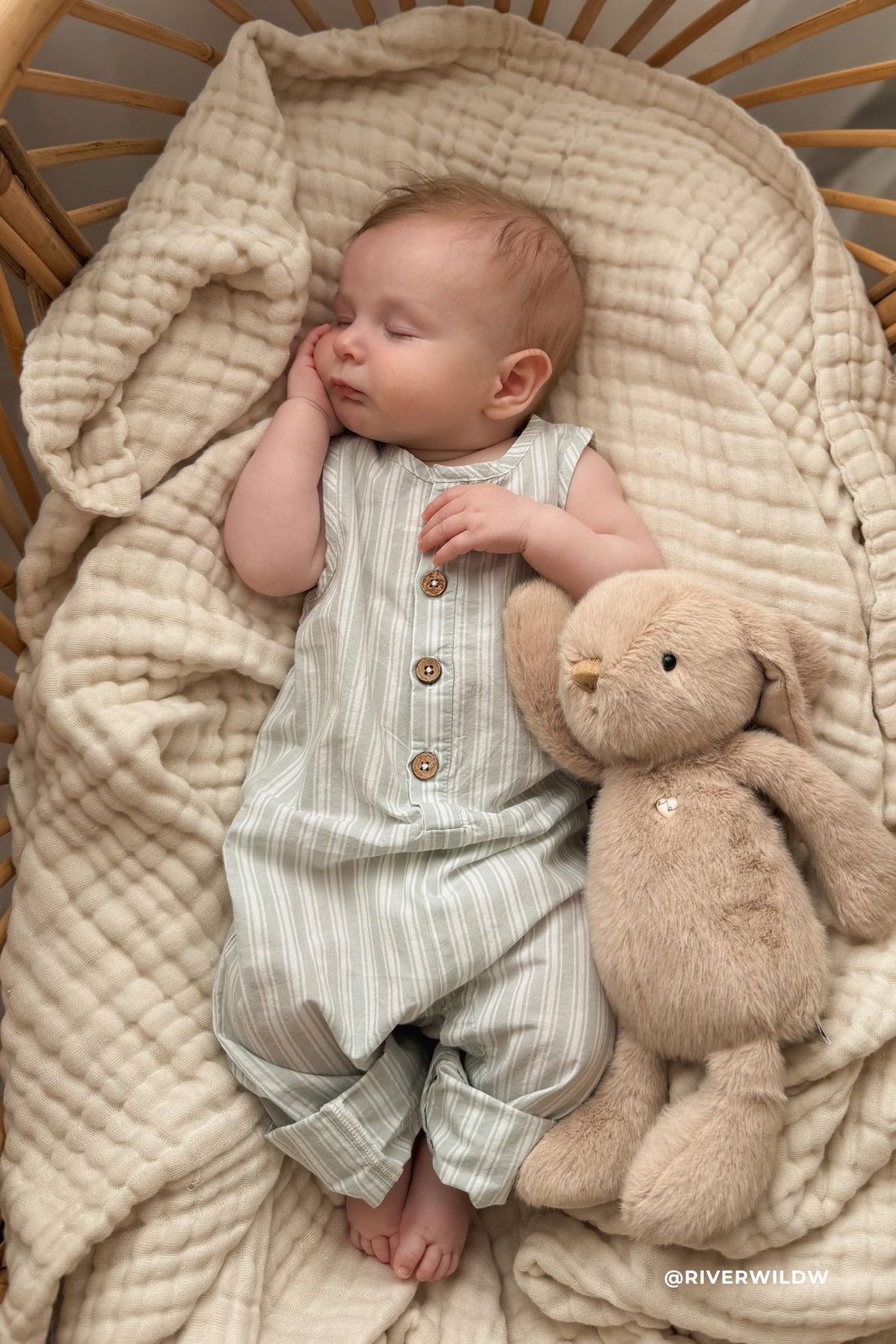 Organic Cotton Milo Jumpsuit - Variegated Stripe Shoreline Childrens Jumpsuit from Jamie Kay Australia