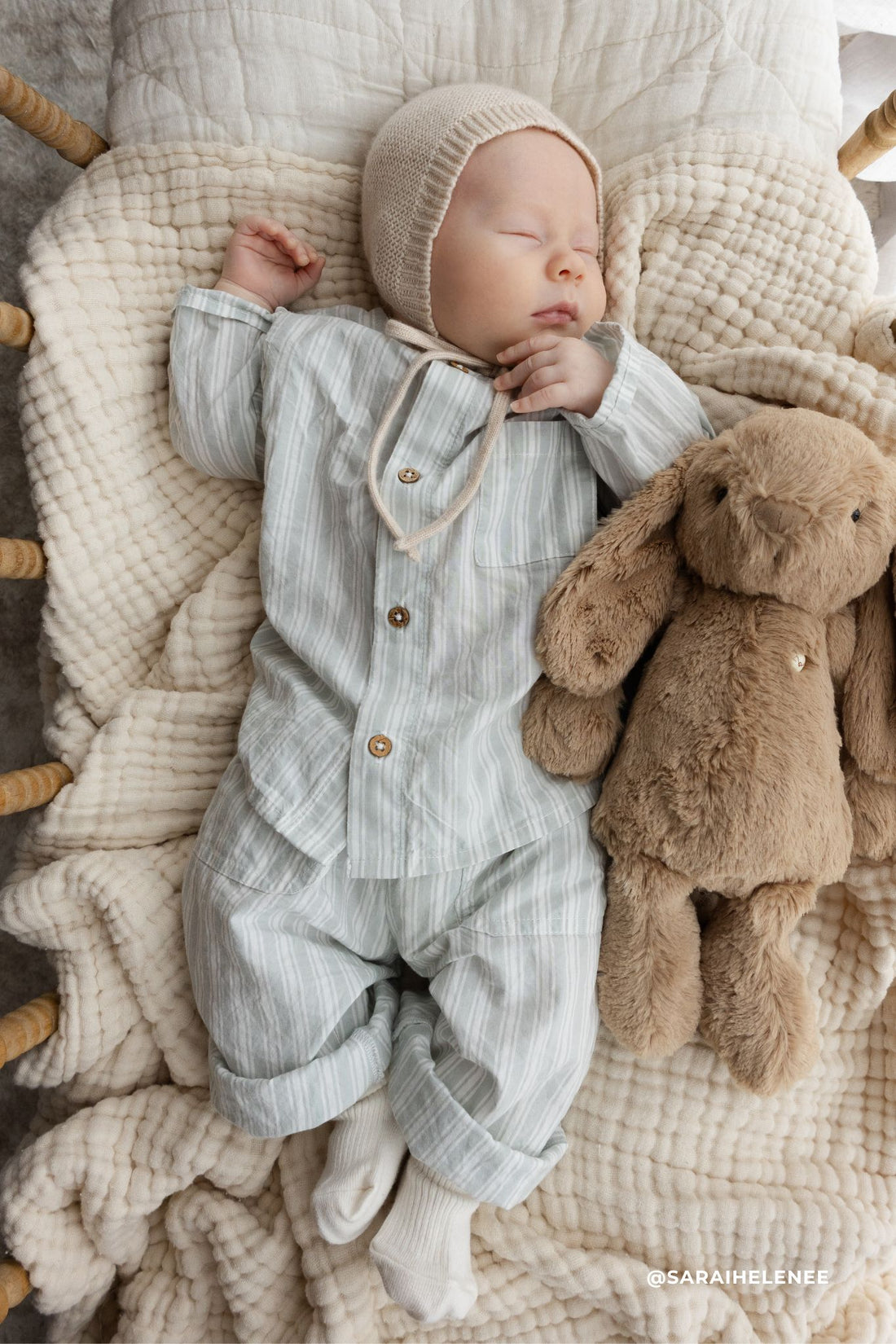 Organic Cotton Albie Top - Variegated Stripe Shoreline Childrens Top from Jamie Kay Australia