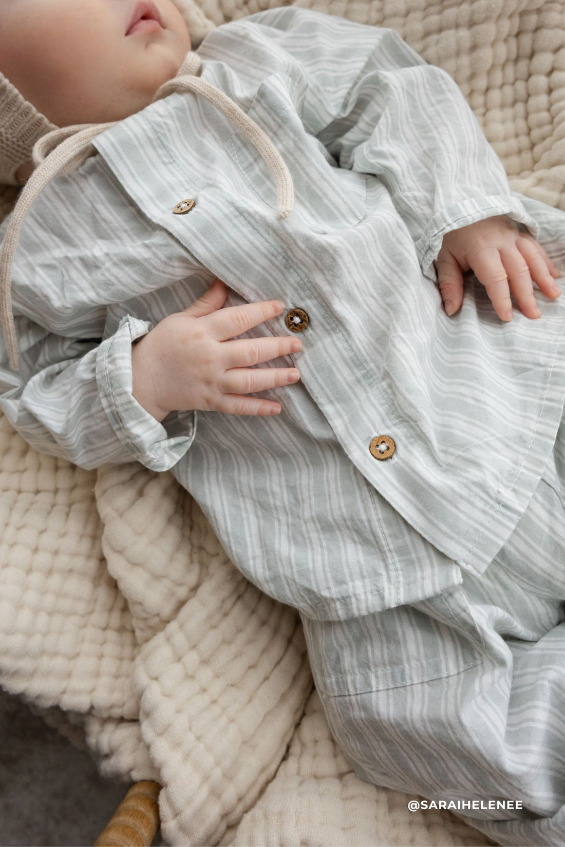 Organic Cotton Albie Top - Variegated Stripe Shoreline Childrens Top from Jamie Kay Australia