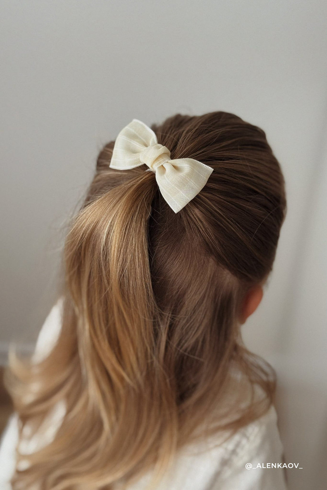 Chloe Gingham Bow - Winter White Childrens Clip Set from Jamie Kay Australia