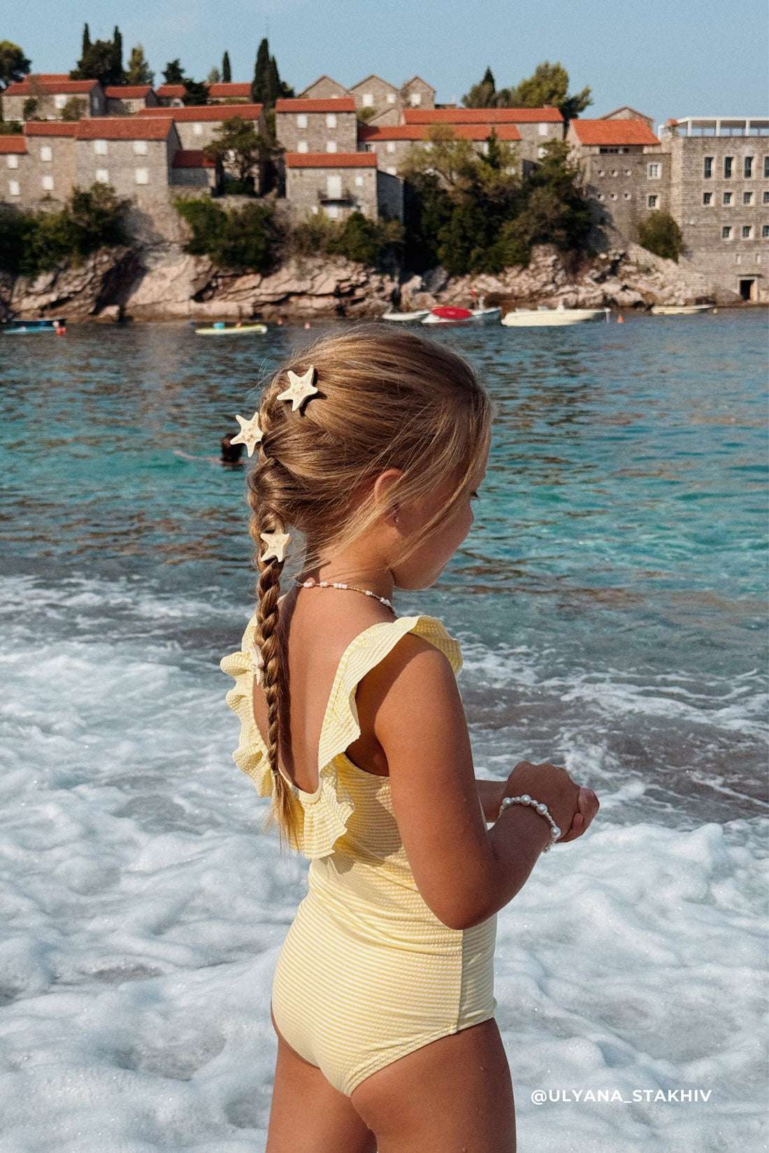 Emmeline Swimsuit - Camomile Stripe Childrens Swimwear from Jamie Kay Australia