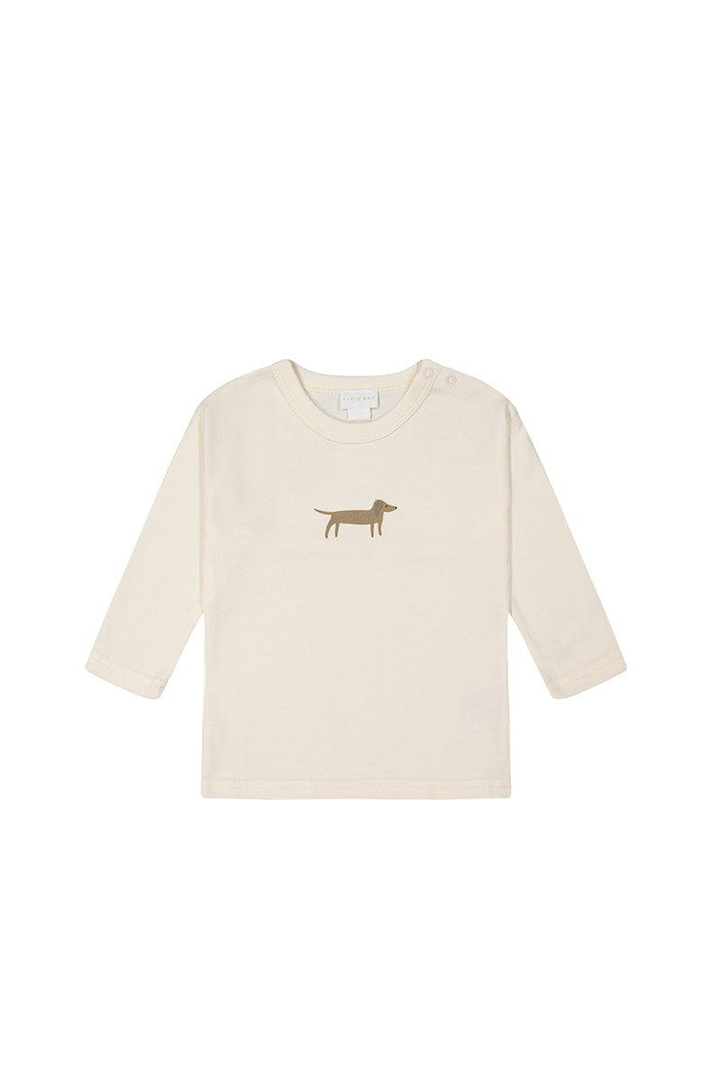 Pima Cotton Arnold Long Sleeve Top - Cloud - Basil Childrens Top from Jamie Kay Australia