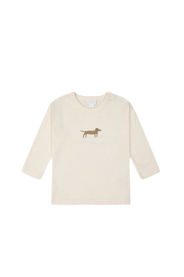 Pima Cotton Arnold Long Sleeve Top - Cloud - Basil Childrens Top from Jamie Kay Australia