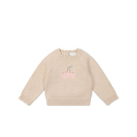 Audrey Jumper - Oatmeal Marle Cherry Love Childrens Jumper from Jamie Kay Australia