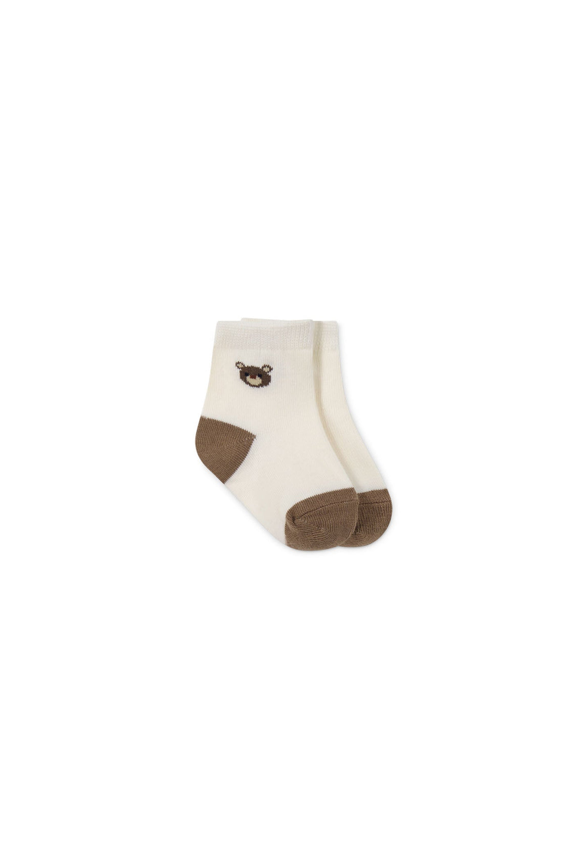 Bobbie Bear Crew Socks - Jacquard Bobbie Bear Cloud/Balm Childrens Sock from Jamie Kay Australia