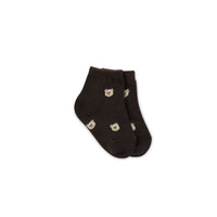 Bobbie Bear Sock - Jacquard Brownie Childrens Sock from Jamie Kay Australia