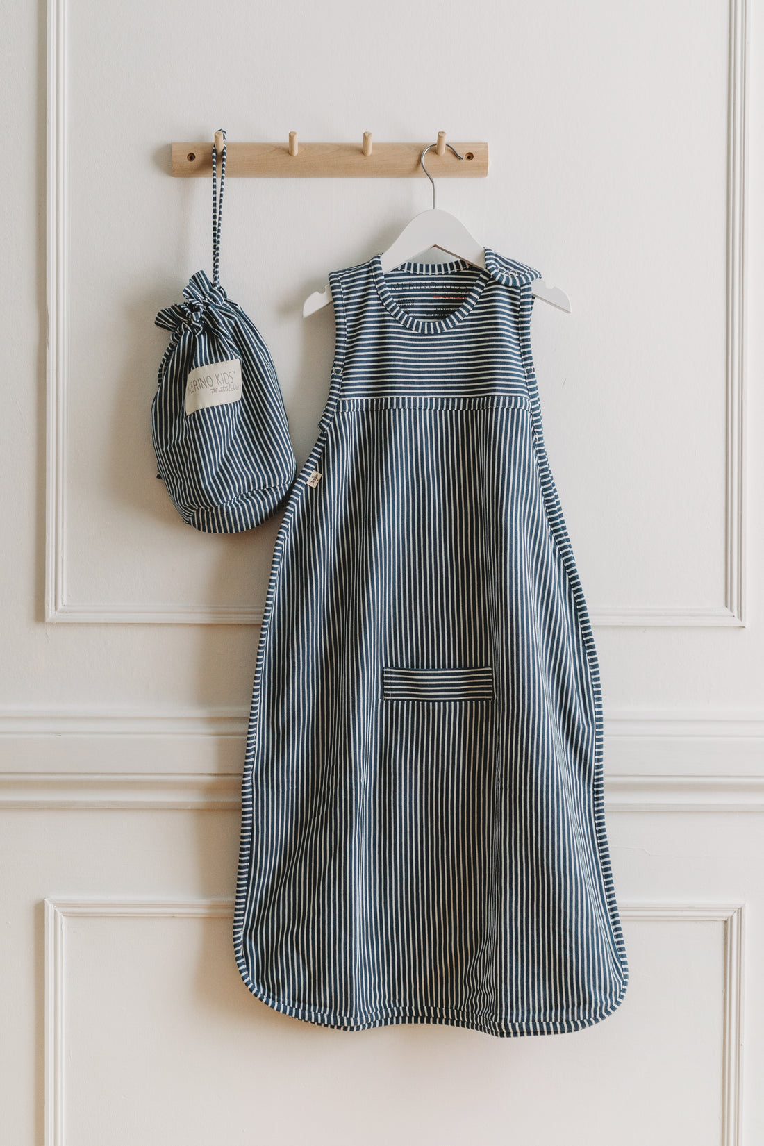 Merino Kids Go Go Bag - All Seasons - Navy Stripe Childrens Sleeping Bag from Jamie Kay Australia