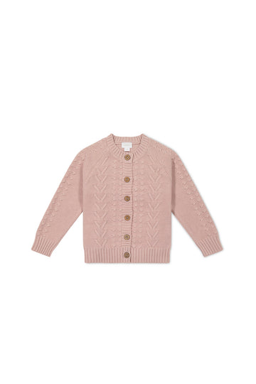 Cable Knit Cardigan - Shell Pink Childrens Cardigan from Jamie Kay Australia