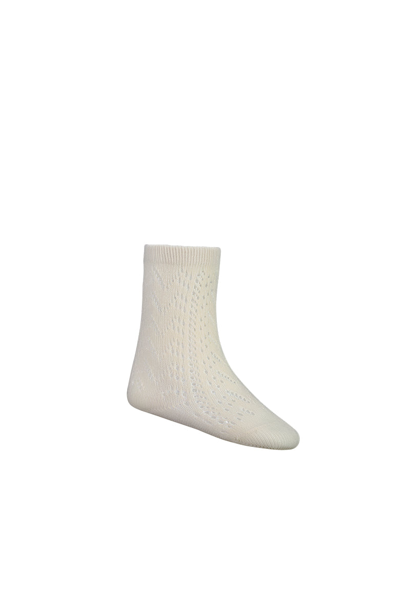 Cable Weave Knee High Sock - Milk Childrens Sock from Jamie Kay Australia