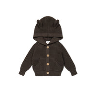 Connor Bear Cardigan - Dark Coffee Childrens Cardigan from Jamie Kay Australia