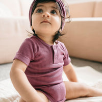 Organic Cotton Modal Darcy Rib Tee Bodysuit - Grape Childrens Bodysuit from Jamie Kay Australia