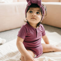 Organic Cotton Modal Darcy Rib Tee Bodysuit - Grape Childrens Bodysuit from Jamie Kay Australia