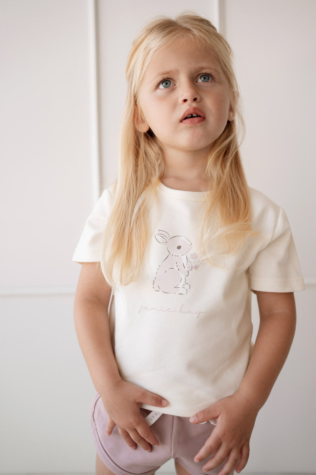 Pima Cotton Aude Oversized Tee - Parchment Childrens Top from Jamie Kay Australia