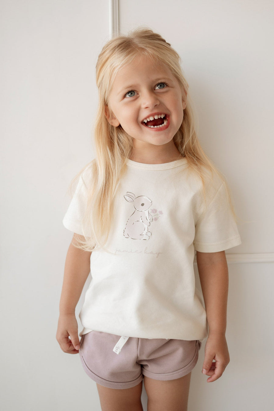 Pima Cotton Aude Oversized Tee - Parchment Childrens Top from Jamie Kay Australia