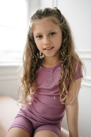 Organic Cotton Modal Henley Tee - Berry Jam Childrens Top from Jamie Kay Australia