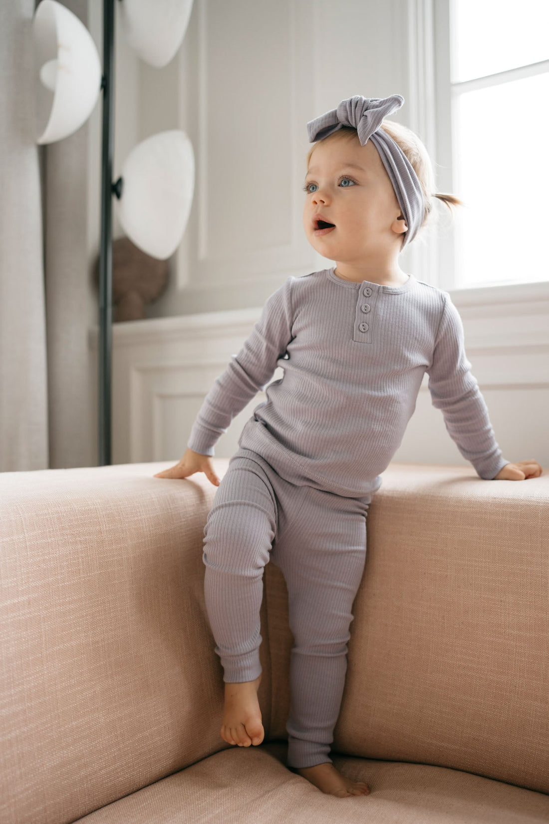 Organic Cotton Modal Long Sleeve Henley - Moon Childrens Top from Jamie Kay Australia