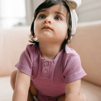 Organic Cotton Modal Darcy Rib Tee Bodysuit - Berry Jam Childrens Bodysuit from Jamie Kay Australia