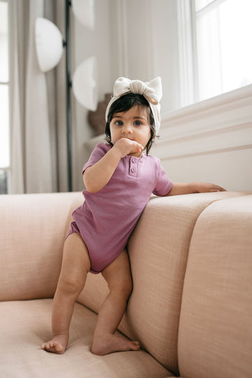 Organic Cotton Modal Darcy Rib Tee Bodysuit - Berry Jam Childrens Bodysuit from Jamie Kay Australia