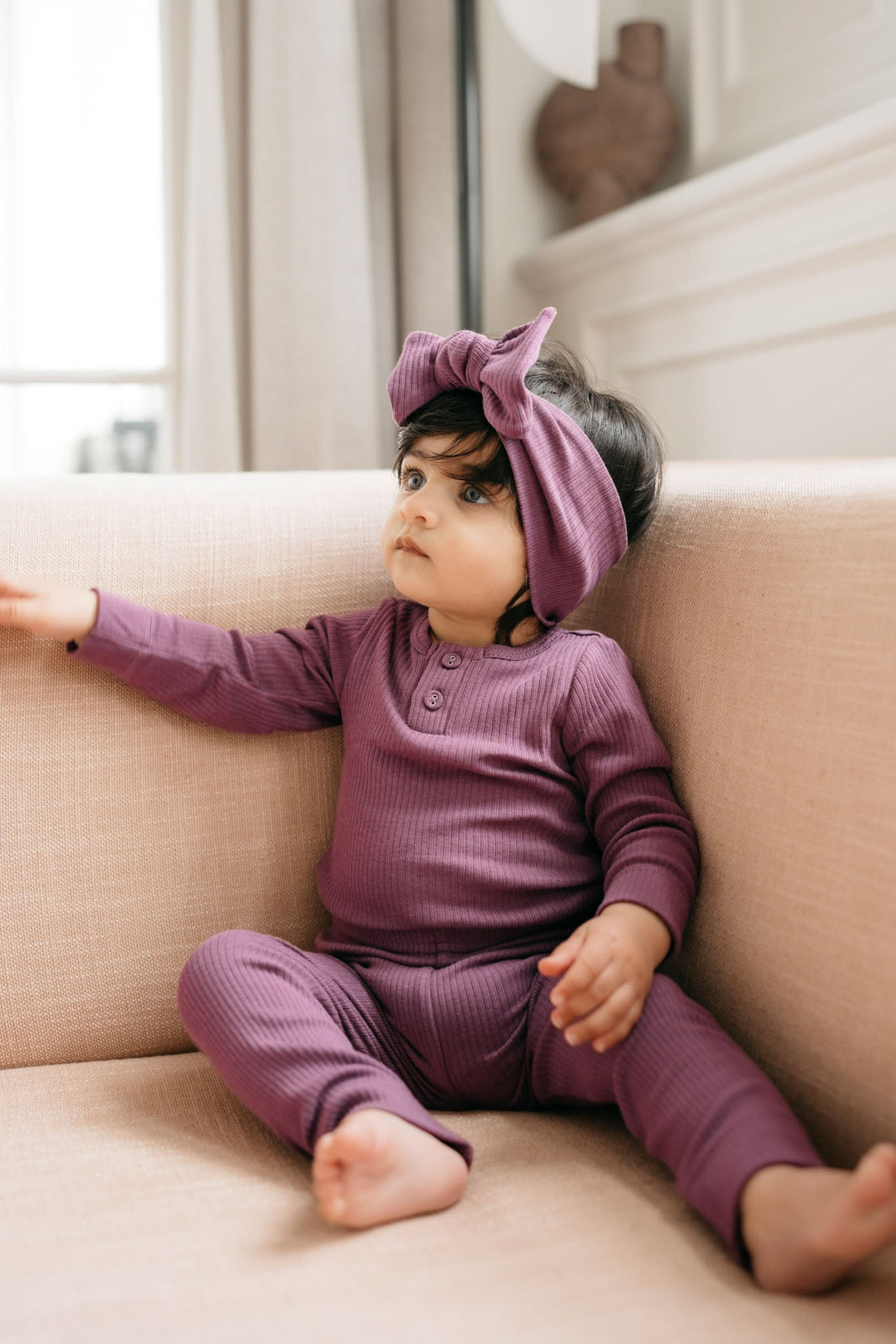 Organic Cotton Modal Long Sleeve Bodysuit - Elderberry Childrens Bodysuit from Jamie Kay Australia