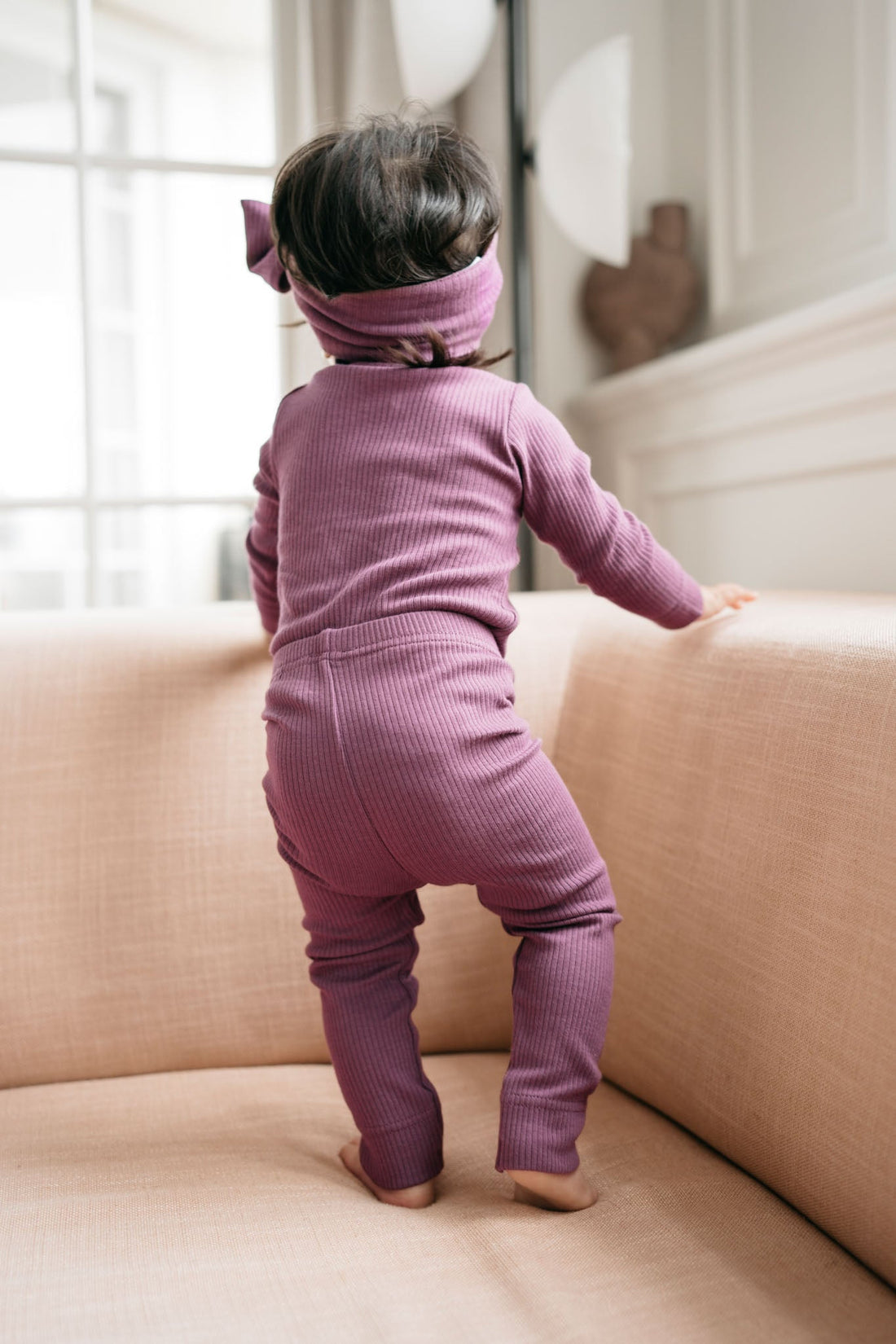 Organic Cotton Modal Long Sleeve Bodysuit - Elderberry Childrens Bodysuit from Jamie Kay Australia