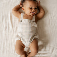 Organic Cotton Samy Playsuit - Billy Check Childrens Playsuit from Jamie Kay Australia