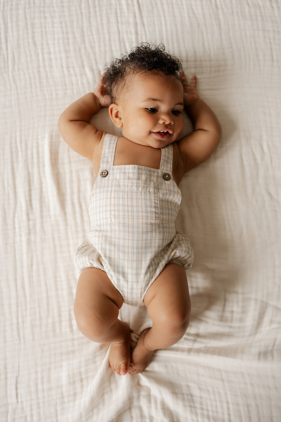 Organic Cotton Samy Playsuit - Billy Check Childrens Playsuit from Jamie Kay Australia