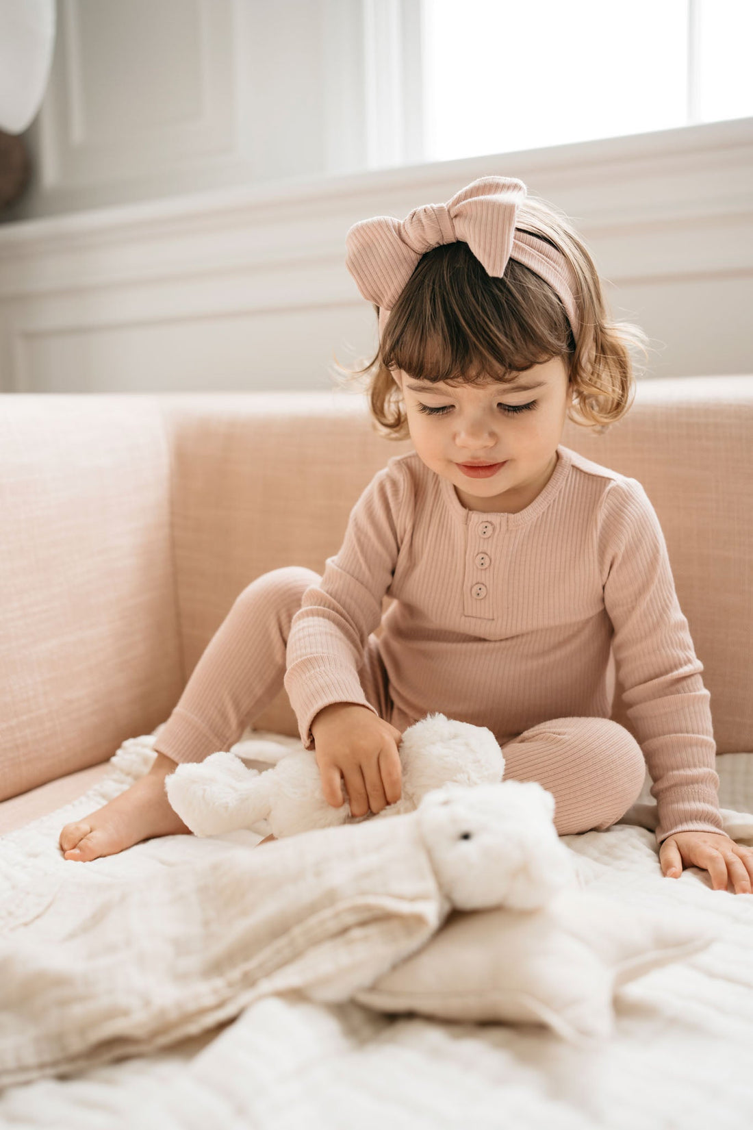 Organic Cotton Modal Lilian Headband - Dusky Rose Childrens Headband from Jamie Kay Australia