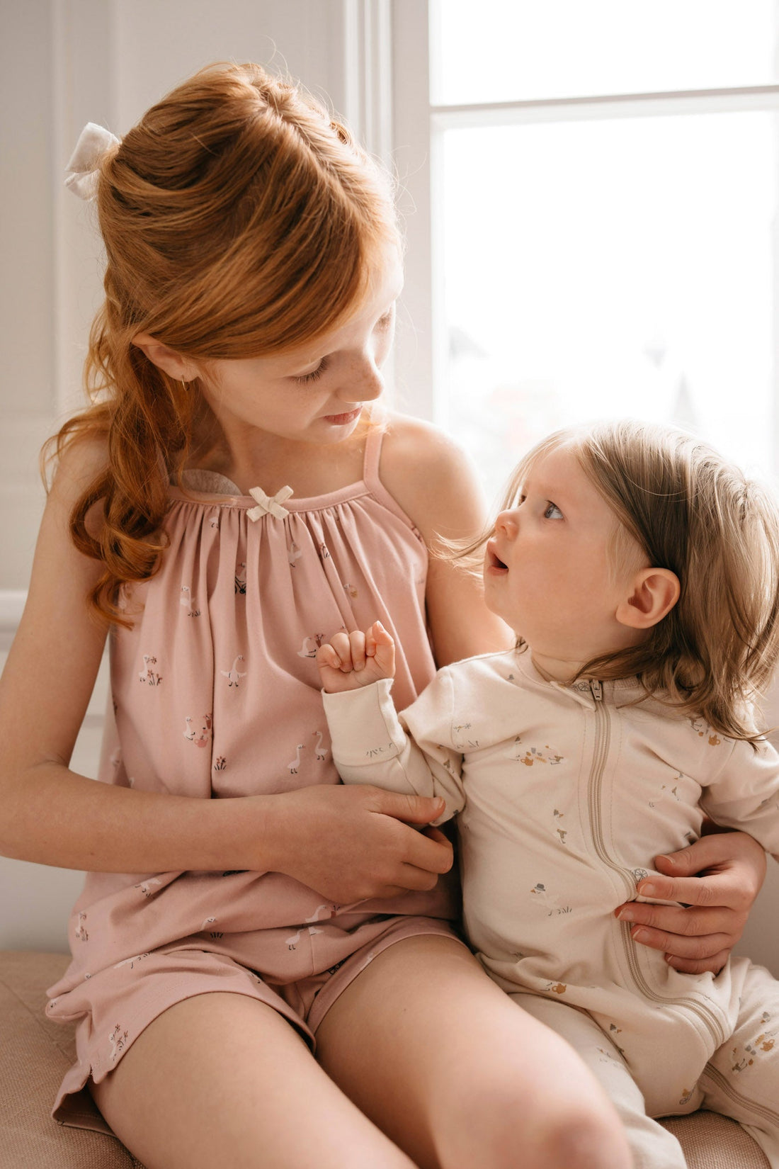 Organic Cotton Daisy May Singlet Set - Swans Picnic Childrens Pyjama from Jamie Kay Australia