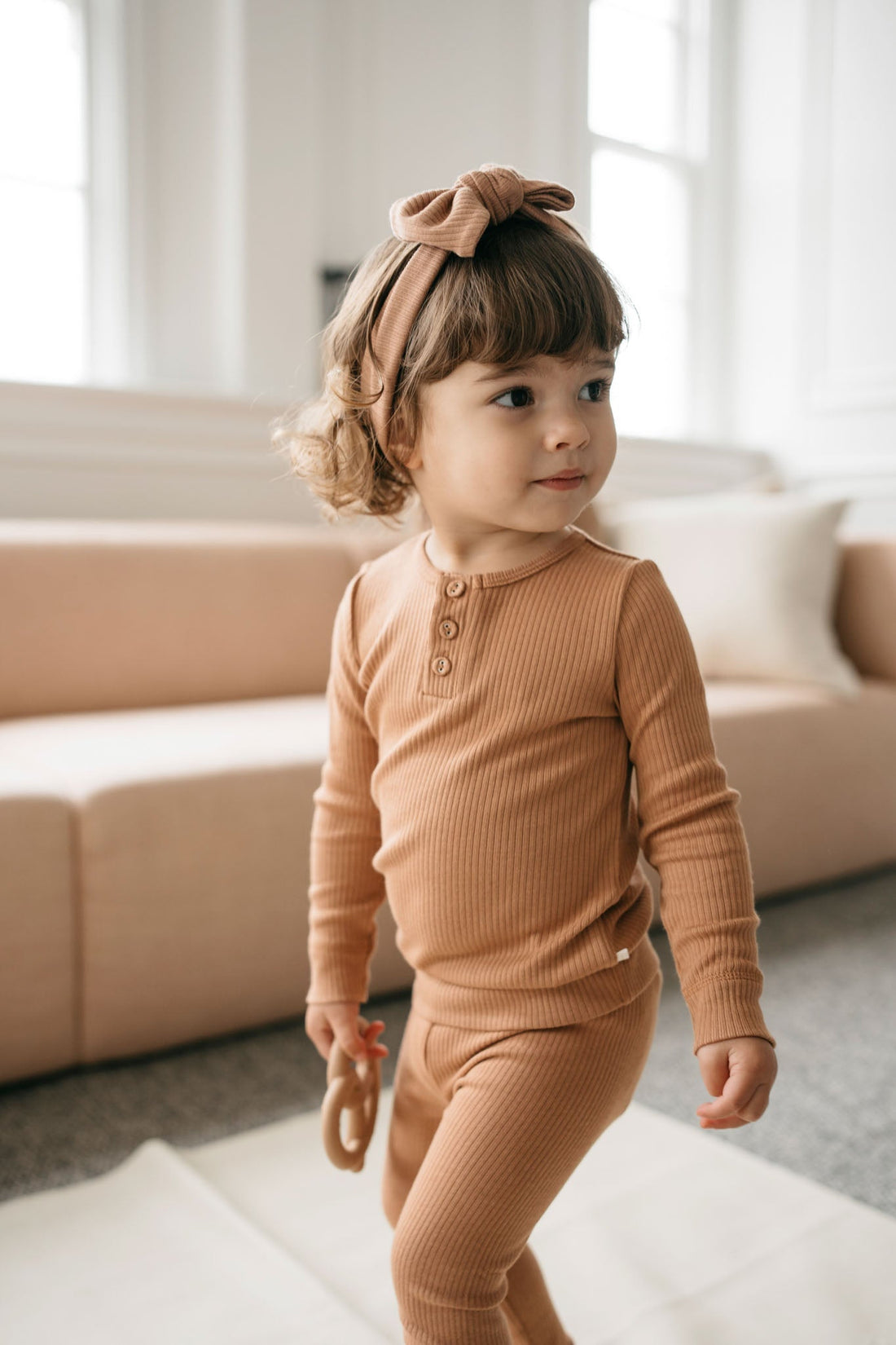 Organic Cotton Modal Long Sleeve Henley - Desert Childrens Top from Jamie Kay Australia