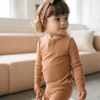 Organic Cotton Modal Long Sleeve Henley - Desert Childrens Top from Jamie Kay Australia