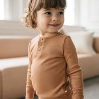 Organic Cotton Modal Long Sleeve Henley - Desert Childrens Top from Jamie Kay Australia