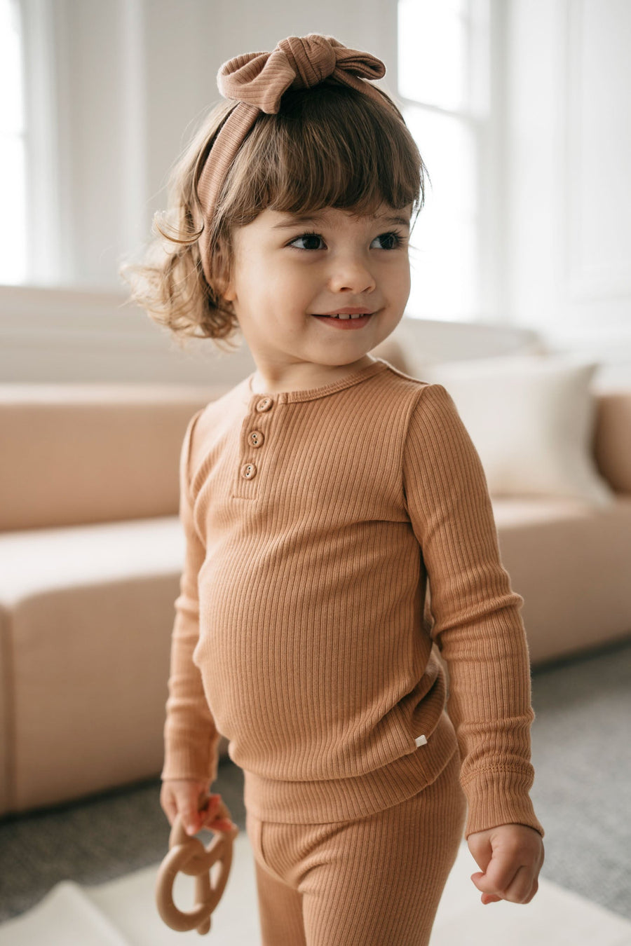 Organic Cotton Modal Long Sleeve Henley - Desert Childrens Top from Jamie Kay Australia