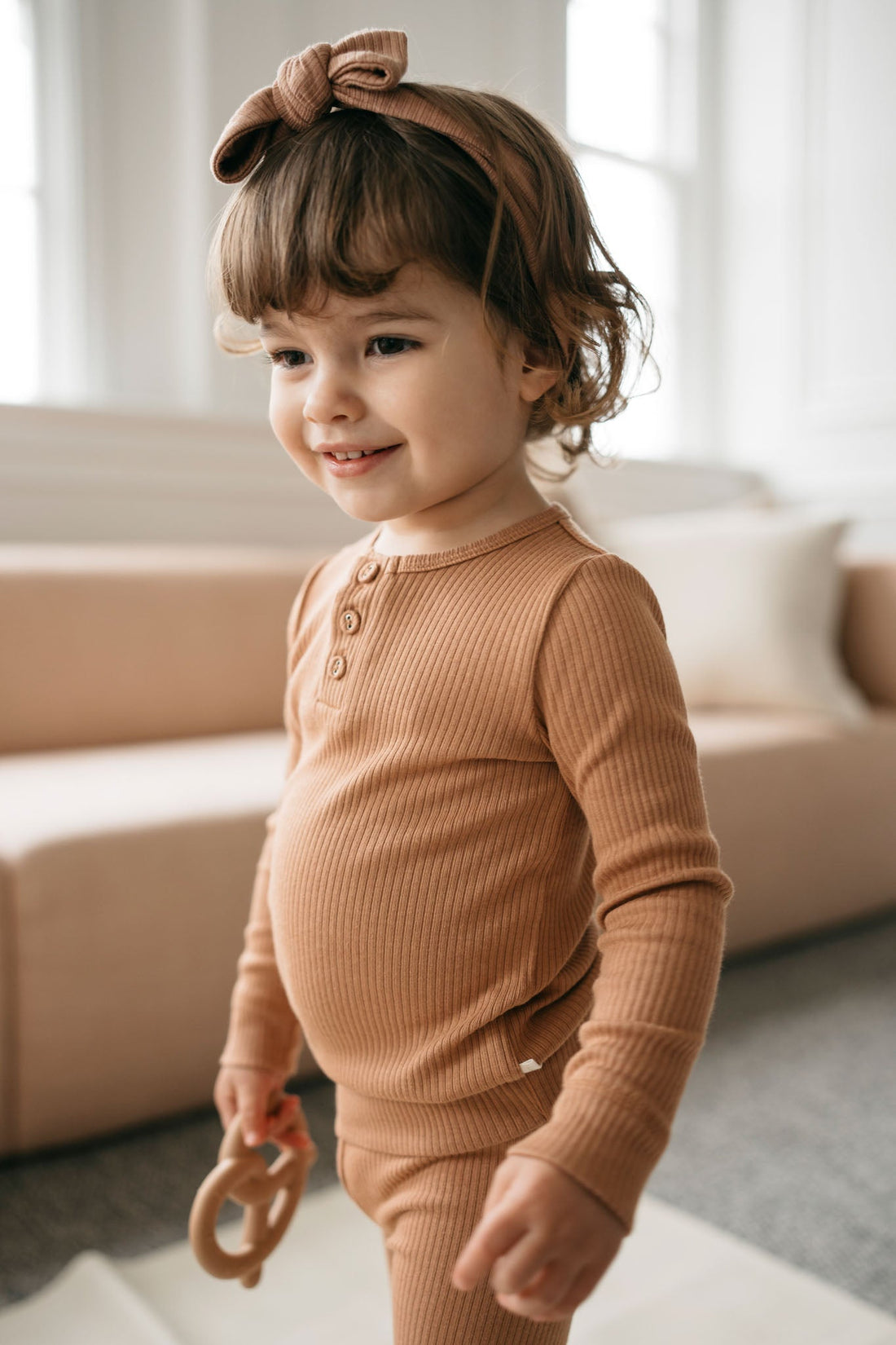 Organic Cotton Modal Long Sleeve Henley - Desert Childrens Top from Jamie Kay Australia