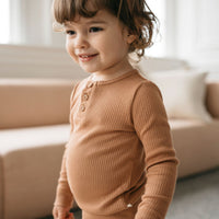 Organic Cotton Modal Long Sleeve Henley - Desert Childrens Top from Jamie Kay Australia