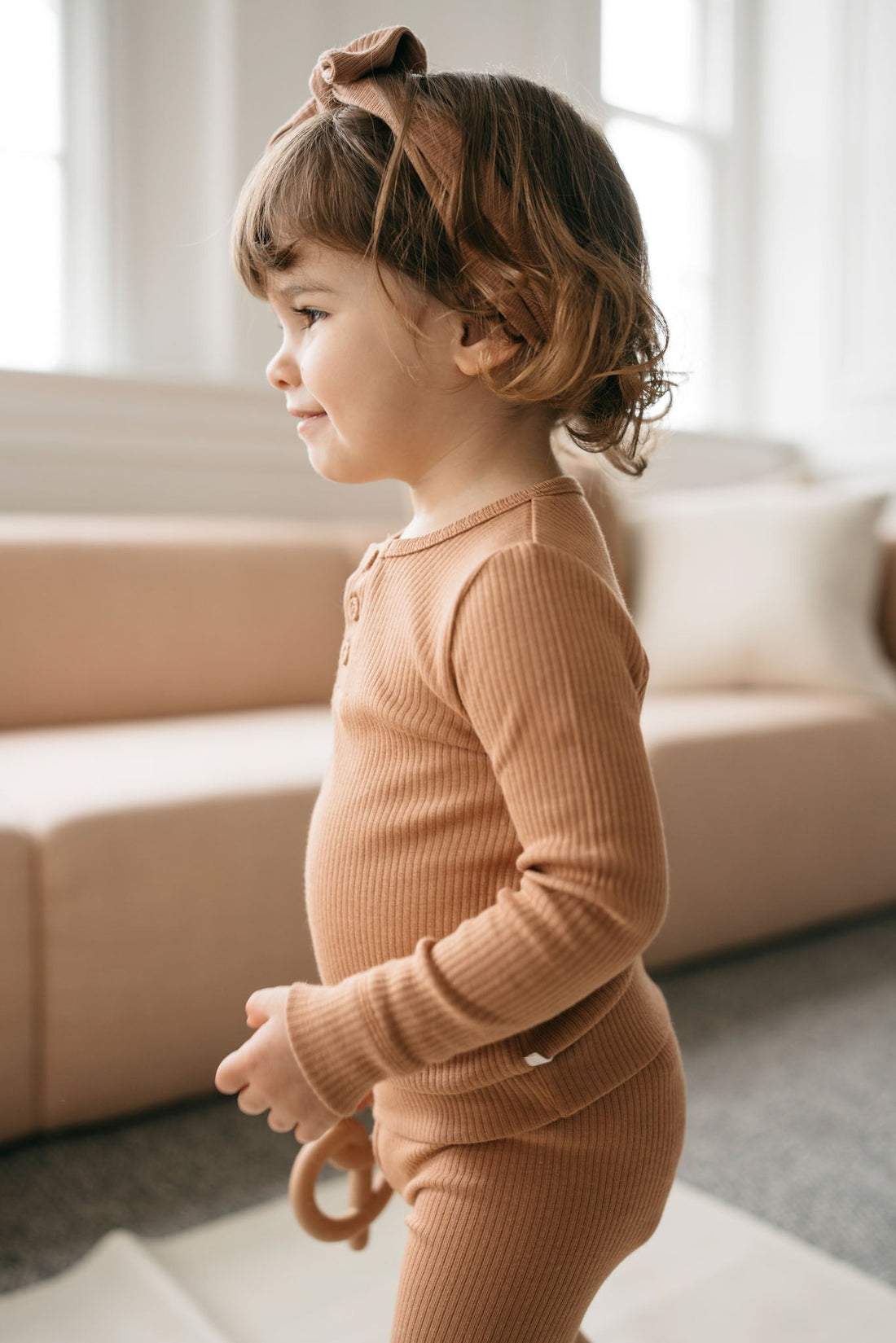 Organic Cotton Modal Long Sleeve Henley - Desert Childrens Top from Jamie Kay Australia